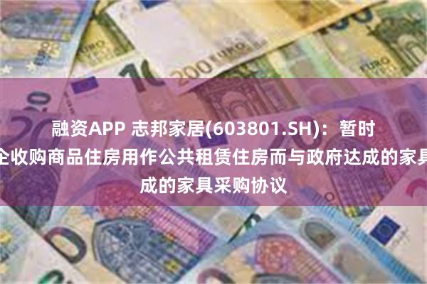 融资APP 志邦家居(603801.SH)：暂时没有因国企收购商品住房用作公共租赁住房而与政府达成的家具采购协议