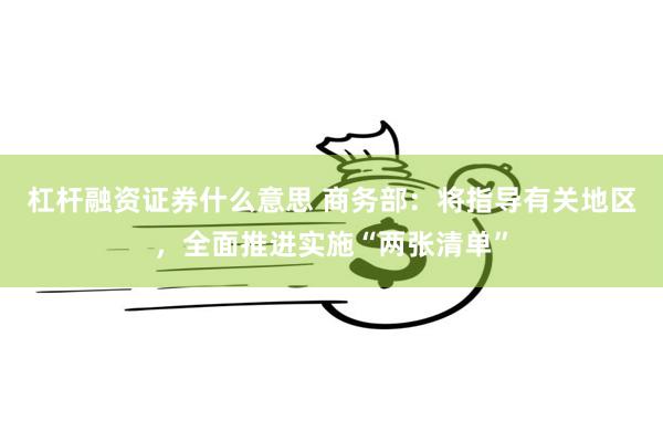 杠杆融资证券什么意思 商务部：将指导有关地区，全面推进实施“两张清单”