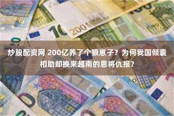 炒股配资网 200亿养了个狼崽子？为何我国倾囊相助却换来越南的恩将仇报？