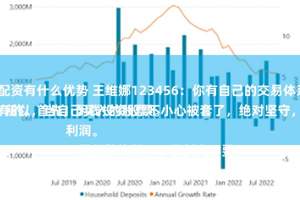 股票配资有什么优势 王维娜123456：你有自己的交易体系吗？
必须有的，首先，闲钱投资股票。
五年十年不用的闲钱投资股票，所以，当自己买入的股票不小心被套了，绝对坚守，不管坚持多久，直到带来利润。
